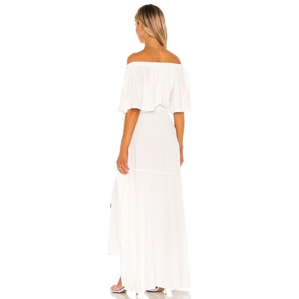 L*Space White Rayon Wrap Maxi Dress Short Sleeve Off Shoulder M - Picture 2 of 7